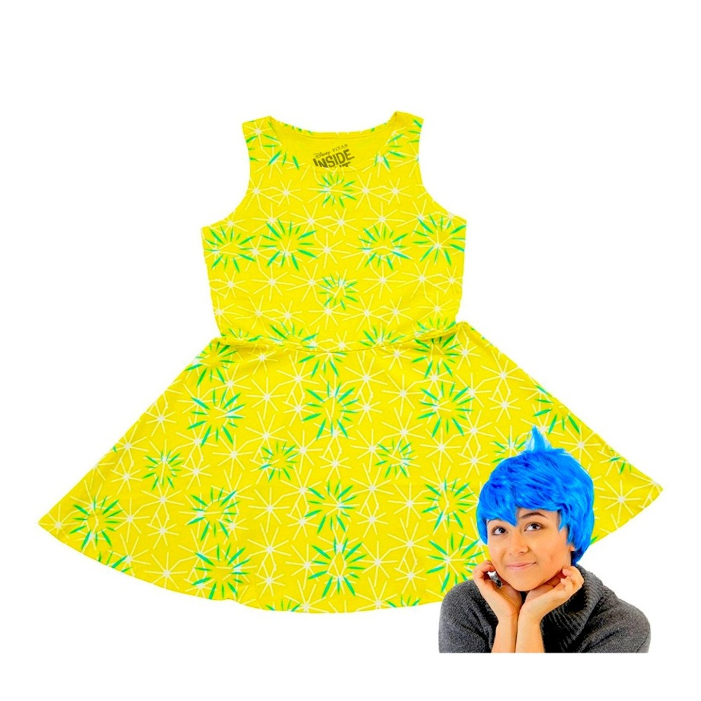 Disney Inside Out Girls’ Joy character dress & wig